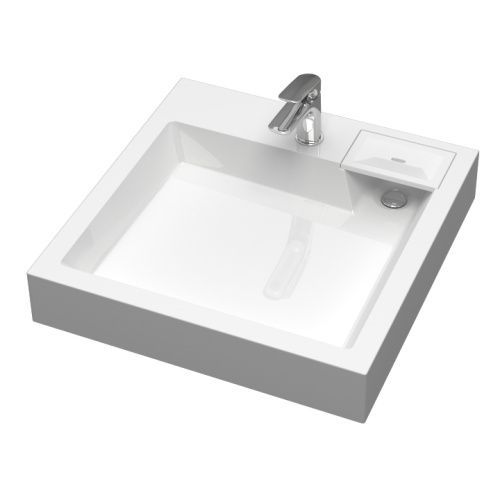 Раковина из искуственного мрамора Reflexion Sigma RX6060SI 60x60 над стиральной машиной цвет белый 1 отверстие под смеситель