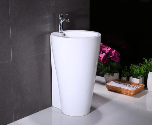 Раковина из санфаянса CeramaLux B134B 50х53 напольная цвет белый 1 отверстие под смеситель