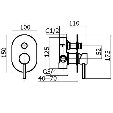 Смеситель для душа Plumberia Selection Ixo XO1001NO встраиваемый черный матовый - фото 2