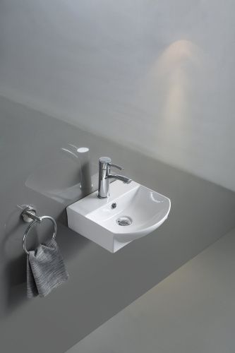 Раковина из санфаянса CeramaLux 78014B 35х36 подвесная цвет белый 1 отверстие под смеситель