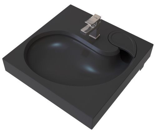 Раковина из искусственного мрамора Stella Polar Шебби SP-00001486 60х60 над стиральной машиной цвет черный матовый