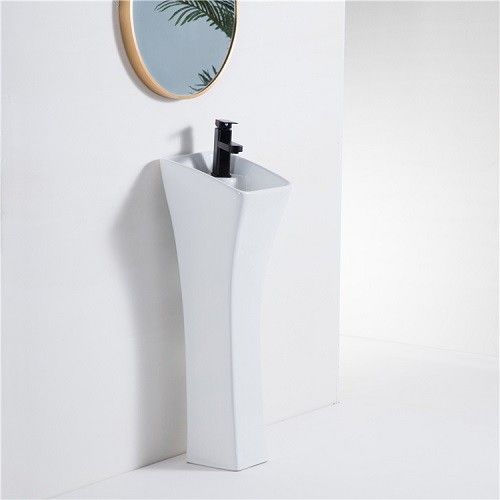 Раковина из санфаянса CeramaLux M9012 27х32 напольная цвет белый 1 отверстие под смеситель - фото 5