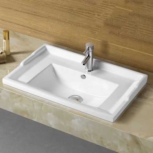 Раковина из сантехнического фарфора Melana F60-805 61х46 накладная цвет белый 1 отверстие под смеситель