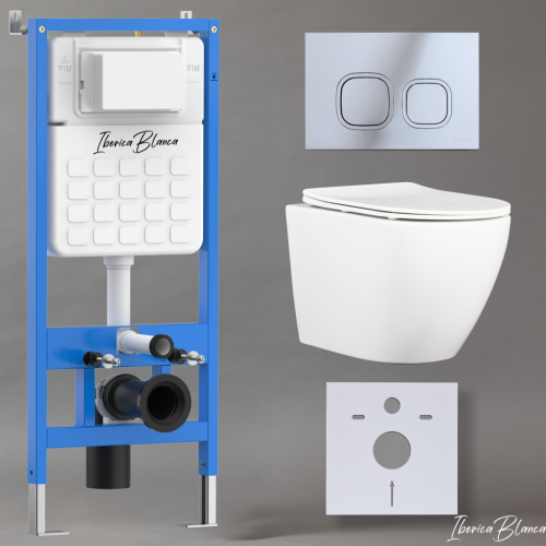 Комплект унитаз с инталляцией и клавишей смыва Iberica Blanca BILBAO ALTO IB001.BLA.234.833