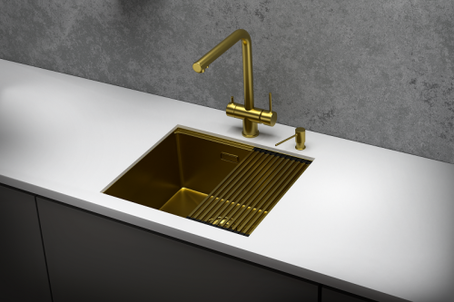 Кухонная мойка Granula Kitchen Space 5045U, ЗОЛОТО САТИН 50х45 цвет золото сатин поверхность матовая