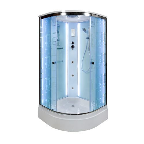 Душевая кабина AvaCan EM2780LED+GM 80х80 четверть круга с крышей ориентация универсальная