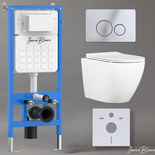 Комплект унитаз с инталляцией и клавишей смыва Iberica Blanca BILBAO ALTO IB001.BLA.234.8131