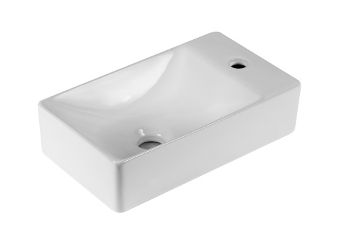 Раковина из сантехнического фарфора MILLEAU PERL MU1009B-GW 38х22 подвесная цвет белый глянцевый 1 отверстие под смеситель