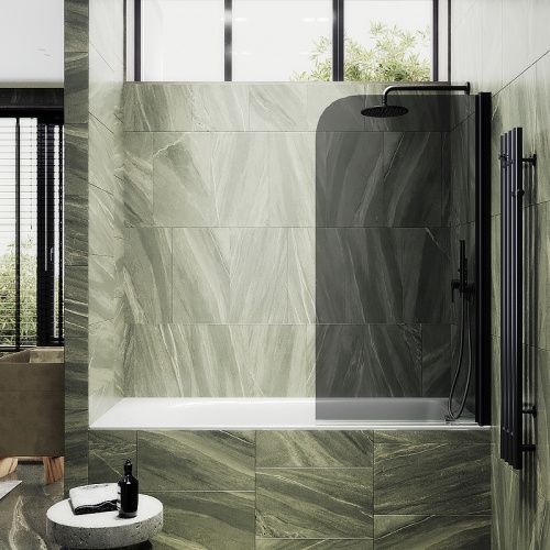 Душевая шторка на ванну Maybah Glass MGV-608-6 50х140 стекло тонированное профиль черный ориентация универсальная