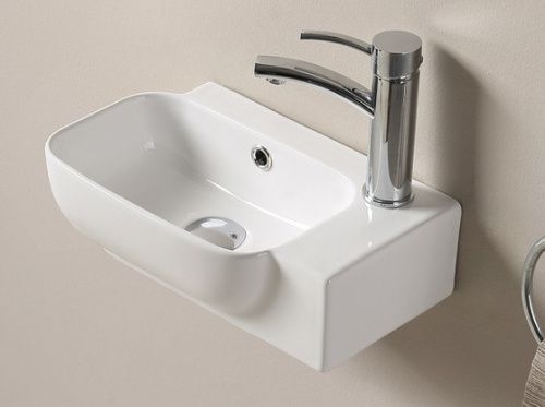 Раковина из санфаянса CeramaLux 78580L 40х25 подвесная цвет белый глянцевый 1 отверстие под смеситель