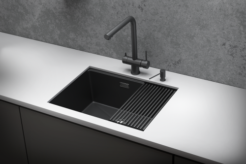 Кухонная мойка Granula Kitchen Space 6045U, ЧЕРНЫЙ МАТОВЫЙ 60х45 цвет черный матовый поверхность матовая