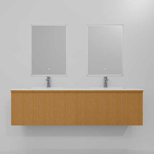 Тумба с раковиной+зеркало Art Decco Andy (Энди) AAN15W11D2MF 150x45x40 подвесная цвет белый дуб