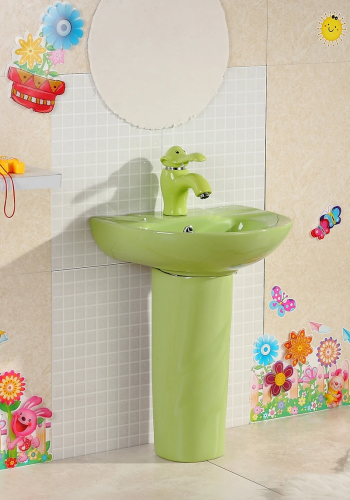 Раковина керамическая Gid Aventura 69907 43х36 напольная цвет зеленый 1 отверстие под смеситель