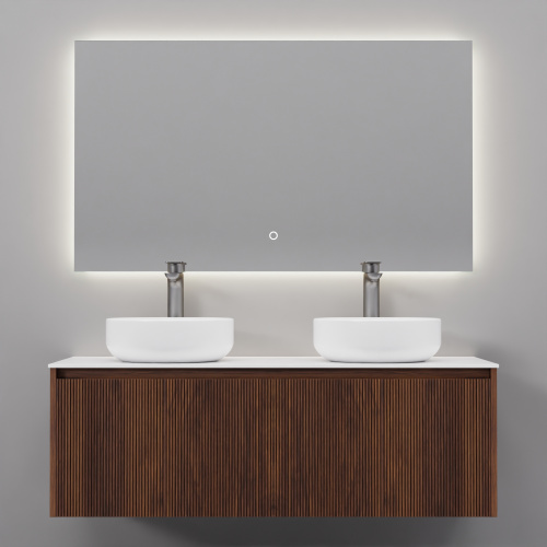 Тумба с раковиной+зеркало Art Decco Camilla (Камилла) ACM12W22D3MF 120x45x40 подвесная цвет черный орех