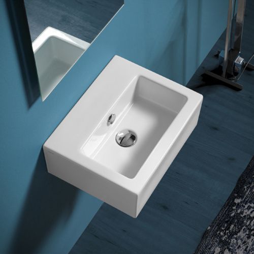 Раковина керамическая Simas Flow 43 см FZ14bi*0 подвесная цвет белый без отверстий под смеситель