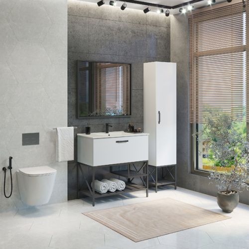 Шкаф-пенал Comforty Бредфорд 00-00009884CF 39х32х190 напольный цвет белый