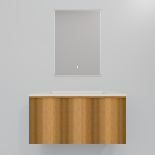 Тумба с раковиной+зеркало Art Decco Andy (Энди) AAN08W11S1M0 80x45x40 подвесная цвет белый дуб