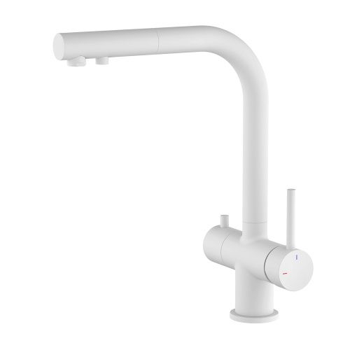 Смеситель Timo Saona 2356/16FL на мойку белый матовый