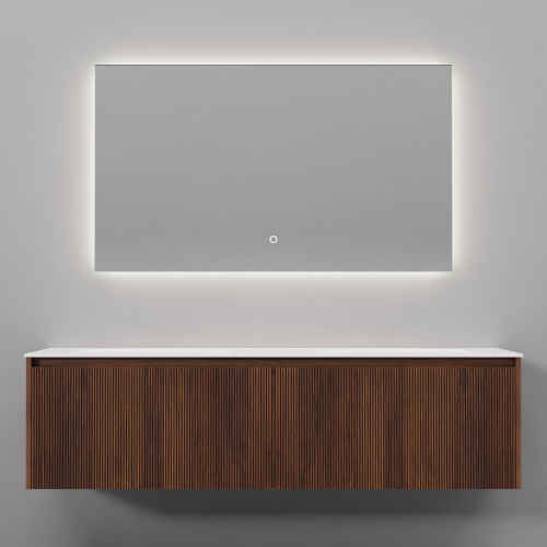 Тумба с раковиной+зеркало Art Decco Camilla (Камилла) ACM15W22D1M0 150x45x40 подвесная цвет черный орех