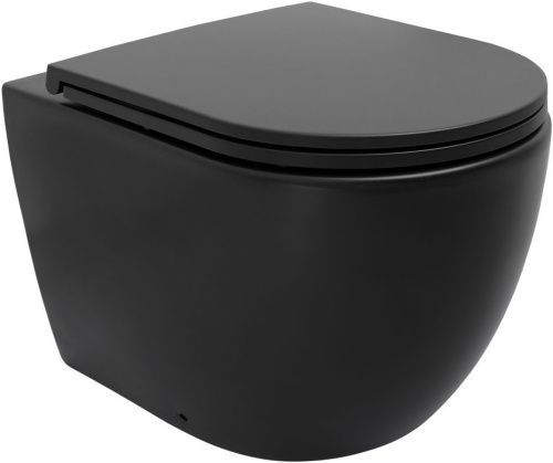 Унитаз приставной Allen Brau Reality 4.32004.31 черный матовый с сиденьем микролифт безободковый каскадный смыв