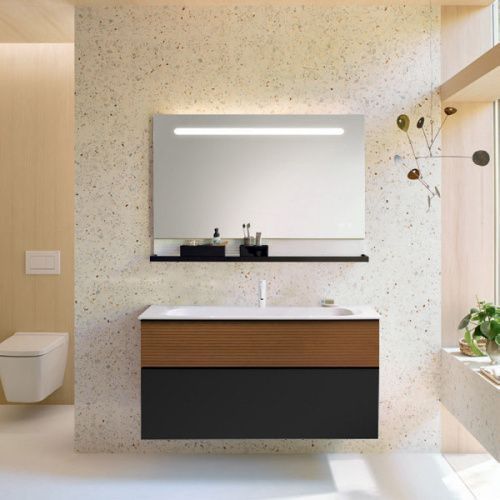 Тумба с раковиной Burgbad Fiumo SFXN122F3958FOT52G0200C0001*1 122х49х61 цвет черный/коричневый