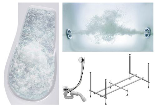 Ванна акриловая гидромассажная Timo VINO VINO1792R-KTVINO17-SPV1505-T-CM 170х92 пристенная асимметричная с каркасом