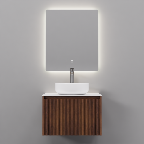 Тумба с раковиной+зеркало Art Decco Camilla (Камилла) ACM06W22S3MF 60x45x40 подвесная цвет черный орех