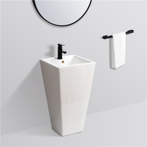 Раковина из санфаянса CeramaLux NB145 48х48 напольная цвет белый 1 отверстие под смеситель