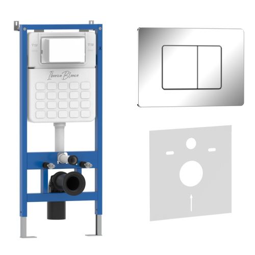 Комплект сантехническая инсталляция с клавишей смыва Iberica Blanca INOX-C IB001.1131