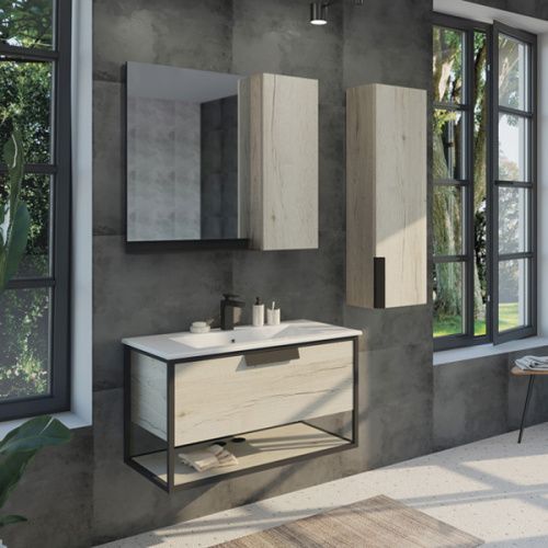 Зеркало-шкаф Comforty Бонн 00-00001951CF 88х14х80 подвесной цвет дуб дымчатый