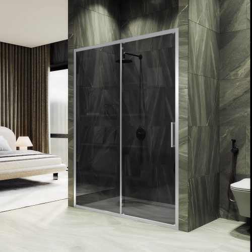 Душевая дверь Maybah Glass MGD-1638-5 160х195 стекло тонированное профиль хром матовый