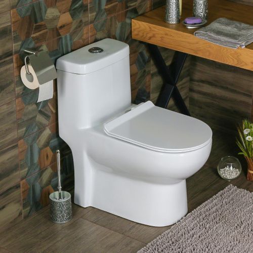 Унитаз напольный с бачком Melana 2013-805 белый с сиденьем микролифт безободковый душевой смыв