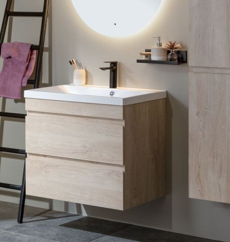 Тумба под раковину Aquanet Нота NEW 00334200 99х47х61 подвесная цвет светлое дерево