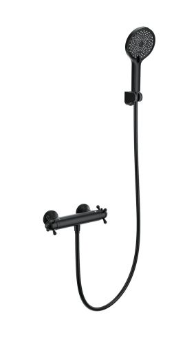 Смеситель для душа Wonzon & Woghand WW-B2048-A-MB настенный черный с термостатом