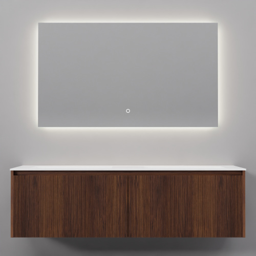 Тумба с раковиной+зеркало Art Decco Camilla (Камилла) ACM14W22D1M0 140x45x40 подвесная цвет черный орех