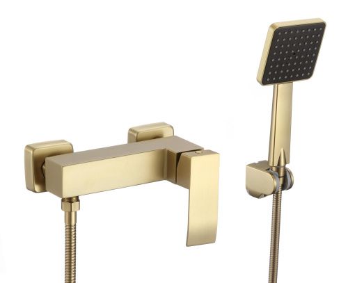 Смеситель для ванны и душа Fmark FS8603C настенный золото матовое