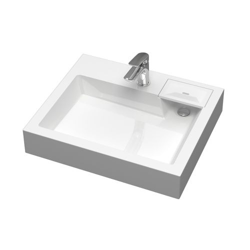 Раковина из искуственного мрамора Reflexion Tetra RF6050TE 50x60 над стиральной машиной цвет белый 1 отверстие под смеситель