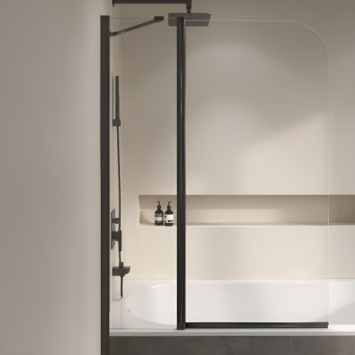 Душевая шторка на ванну RGW Screens 351101112-14 120х140 стекло прозрачное профиль черный ориентация универсальная