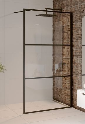 Душевая перегородка Riho GRID G004028121 140х200 стекло прозрачное профиль черный