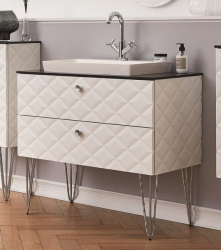 Тумба с раковиной Puris Diamond Line DIA339001(897/897) 90х50х55 напольная цвет белый диамант