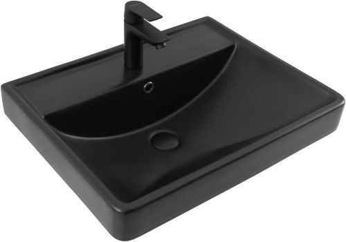 Раковина керамическая Aquanet Ирис 00329247 60х47 полувстраиваемая цвет черный 1 отверстие под смеситель