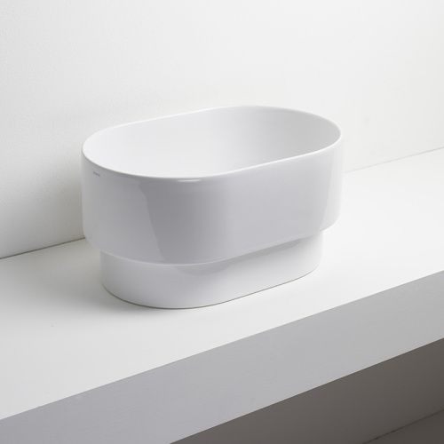 Раковина керамическая Simas Po-mo 50 см PO04bi полувстраиваемая цвет белый без отверстий под смеситель