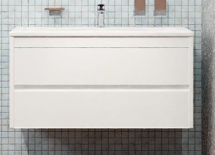 Тумба под раковину Art&Max TECHNO Family-1000-2C-SO-BL 100х48х55 подвесная цвет белый глянцевый - фото 2