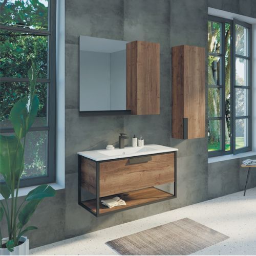 Тумба с раковиной Comforty Бонн 00-00003466CF 91х47х52 подвесная цвет дуб темный