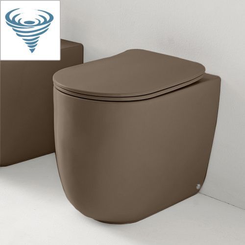 Чаша унитаза напольная Kerasan Nolita 531988 цвет коричневый матовый без сиденья безободковая смыв торнадо