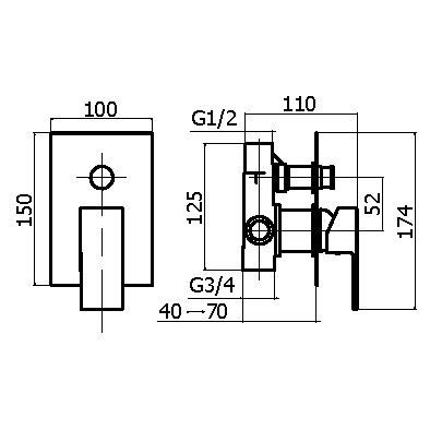 Смеситель для душа Plumberia Selection Tag KITTG1001CR встраиваемый хром - фото 2