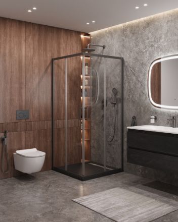 Душевой уголок Cezares MOLVENO MOLVENO-A-2-90-C-GM-IV 90х90 стекло прозрачное профиль оружейная сталь без поддона