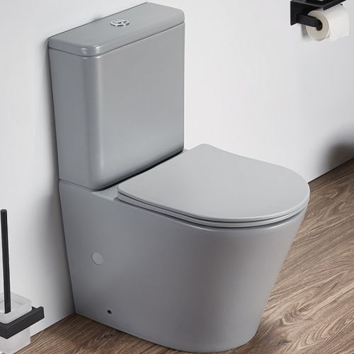 Унитаз-компакт напольный с бачком CeramaLux 2179XMH светло-серый матовый с сиденьем микролифт безободковый смыв торнадо