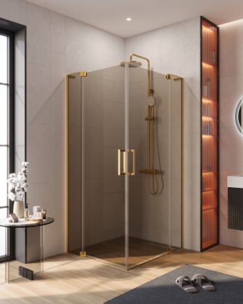 Душевой уголок Cezares SLIDER SLIDER-AH-2-70/80-80/90-BR-BORO 70х80 стекло тонированное профиль золото брашированное без поддона