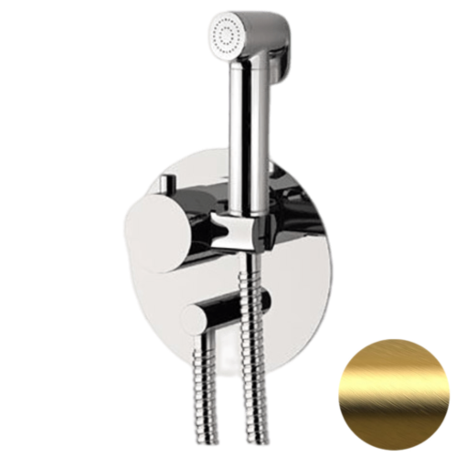 Гигиенический душ со смесителем Daniel ST206424DCDP золото брашированное